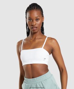 Gymshark Sale - Gymshark bandeau-sportbeha wit vrouwen Z6ZD64129