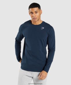 Gymshark Sale - Gymshark essentieel T-shirt met lange mouwen marine Heren Z6ZD64702