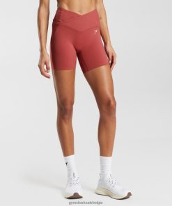 Gymshark Sale - Gymshark gekruiste korte broek granaatappel rood vrouwen Z6ZD6445