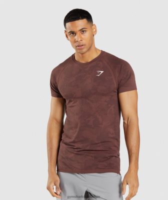 Gymshark Sale - Gymshark geo naadloos t-shirt kersenbruin/zwart Heren Z6ZD64674