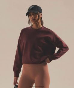 Gymshark Sale - Gymshark herneem de zweetploeg kersenbruin vrouwen Z6ZD64391