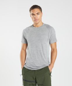 Gymshark Sale - Gymshark herneem naadloos t-shirt lichtgrijs/zwart gemêleerd Heren Z6ZD64634