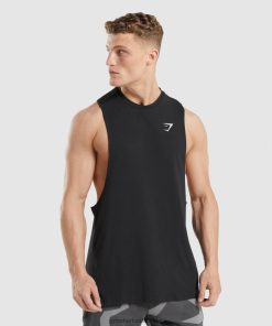 Gymshark Sale - Gymshark kritische 2.0 drop-armtank zwart Heren Z6ZD64918