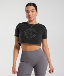 Gymshark Sale - Gymshark legacy gewassen crop top zwart vrouwen Z6ZD64429