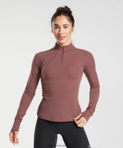 Gymshark Sale - Gymshark met 1/4 ritssluiting magenta bruin vrouwen Z6ZD64359