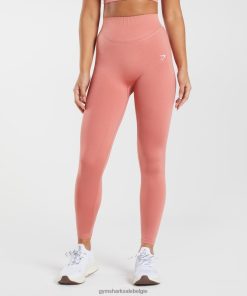 Gymshark Sale - Gymshark naadloze legging van zweet terracotta roze vrouwen Z6ZD64284