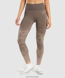 Gymshark Sale - Gymshark pas de ombre naadloze legging aan driehoek |Penny bruine print vrouwen Z6ZD64318