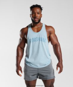 Gymshark Sale - Gymshark powerwashed stringer ozon blauw Heren Z6ZD64982