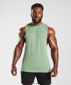 Gymshark Sale - Gymshark reageer drop-arm tank thee groen Heren Z6ZD64970