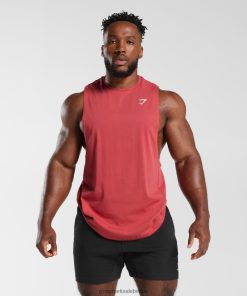 Gymshark Sale - Gymshark reageer drop-arm tank zongedroogd rood Heren Z6ZD64974