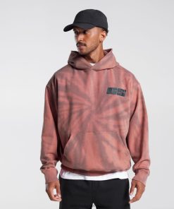 Gymshark Sale - Gymshark rustdag hoodie terracotta roze/stoffig kastanjebruin/spiraalvormige optische wassing Heren Z6ZD64798