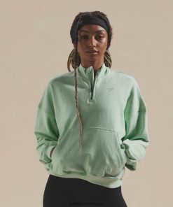 Gymshark Sale - Gymshark rustdag trui met 1/2 rits verfrissende groene mergel vrouwen Z6ZD64379