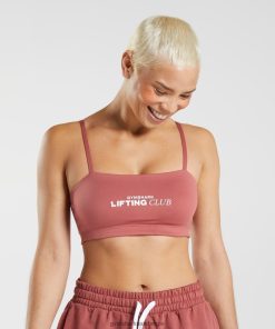 Gymshark Sale - Gymshark sociale club bandeau roze bruin vrouwen Z6ZD64190