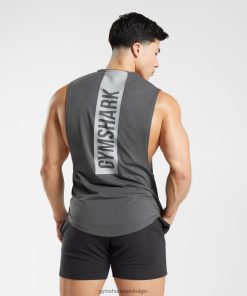 Gymshark Sale - Gymshark stoere drop-arm tank silhouet grijs Heren Z6ZD64882