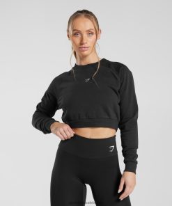 Gymshark Sale - Gymshark training cropped trui zwart vrouwen Z6ZD64351
