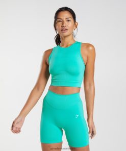 Gymshark Sale - Gymshark zweet naadloze midi-tank paradijsblauw vrouwen Z6ZD64473