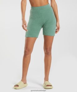 Gymshark Shorts - Gymshark Whitney wimpergebreide short bladgroen vrouwen Z6ZD6475