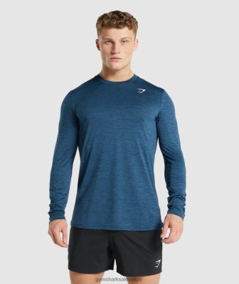 Gymshark Shorts - Gymshark aankomst gemêleerd T-shirt met lange mouwen marine gemêleerd Heren Z6ZD64755