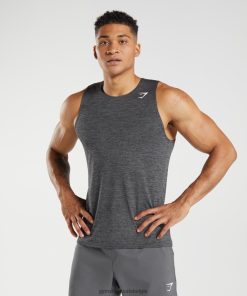 Gymshark Shorts - Gymshark aankomst slanke mergeltank zwart/silhouet grijs gemêleerd Heren Z6ZD64895
