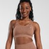 Gymshark Shorts - Gymshark adapt gevlekte naadloze sportbeha zandsteen bruin vrouwen Z6ZD64183