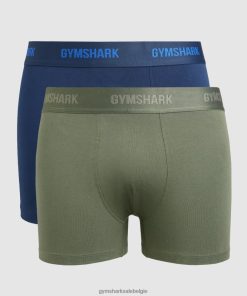 Gymshark Shorts - Gymshark boxers 2st kern olijf/marine Heren Z6ZD641047