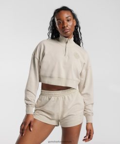 Gymshark Shorts - Gymshark collegiale 1/4 ritssluiting paddestoel bruin vrouwen Z6ZD64380