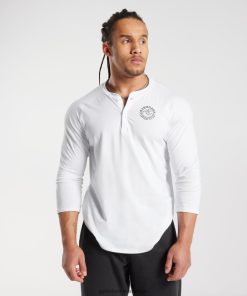 Gymshark Shorts - Gymshark erfenis henley top wit Heren Z6ZD64655