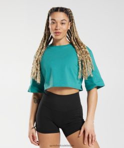 Gymshark Shorts - Gymshark katoenen boxy croptop juweel groen vrouwen Z6ZD64450