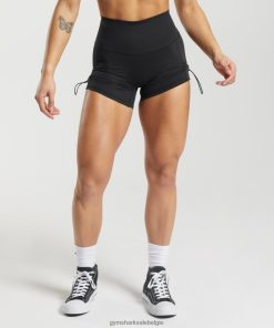 Gymshark Shorts - Gymshark klassieke strakke short met ruches zwart vrouwen Z6ZD6412